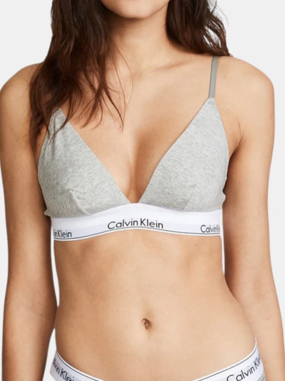 NWT CALVIN KLEIN MODERN COTTON UNLINED TRIANGLE BRALETTE HEATHER GREY SIZE L
